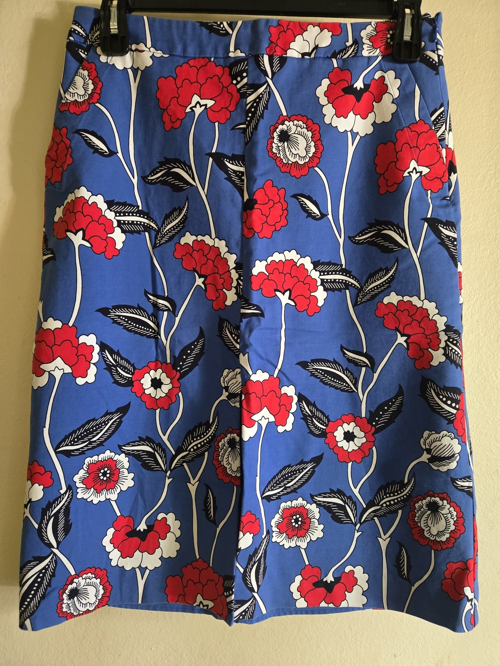 Boden Bold Blue A-Line Retro Floral Skirt